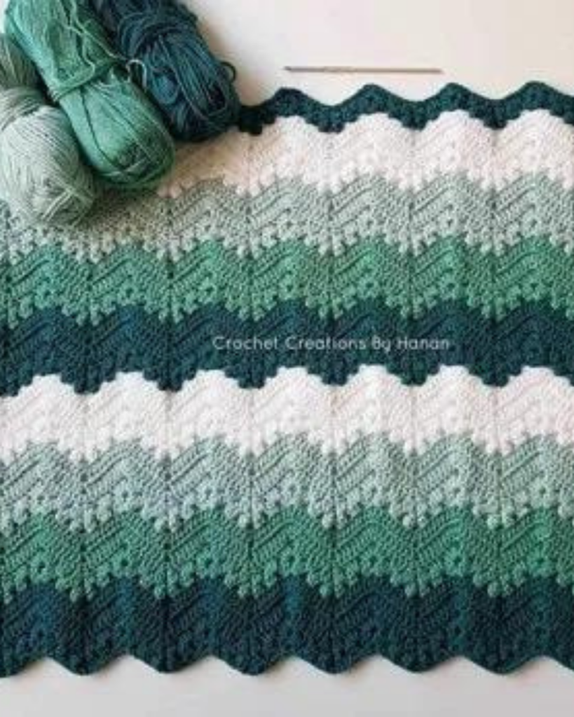 zig zag teal baby blanket