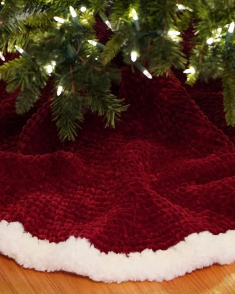 crochet velvet santa christmas tree skirt