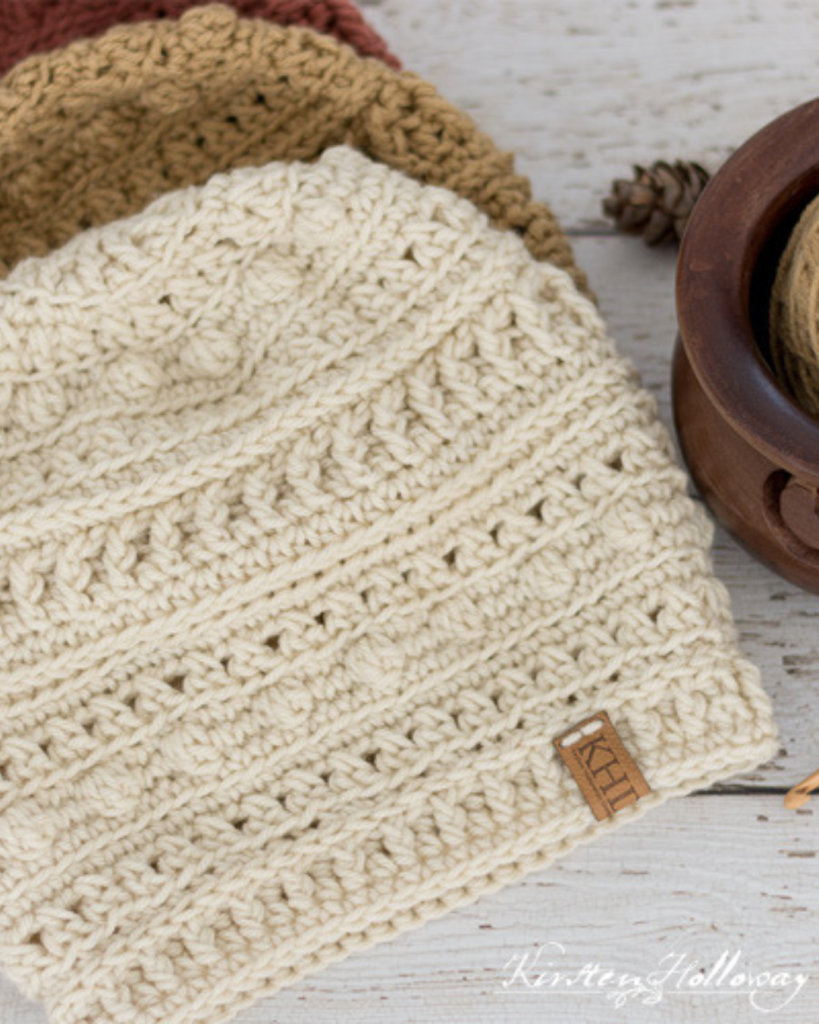 three crochet hats