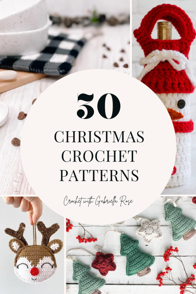 collage of crochet christmas patterns