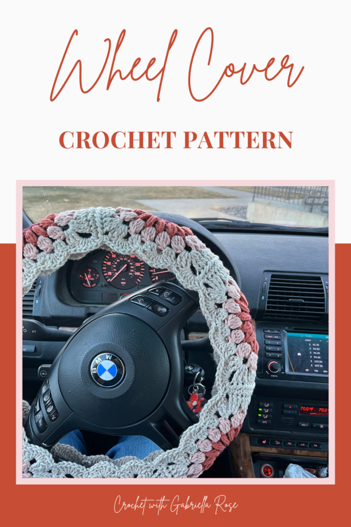 crochet flower square steering wheel cover on car steering wheel