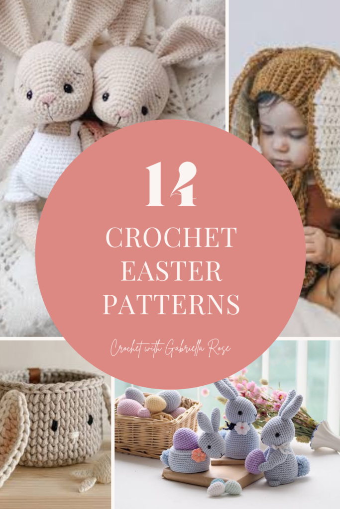 collage of crochet easter patterns
