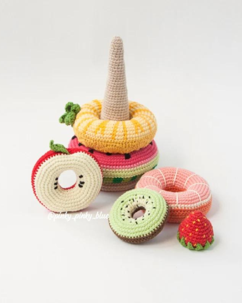 crochet fruit stacking baby toy