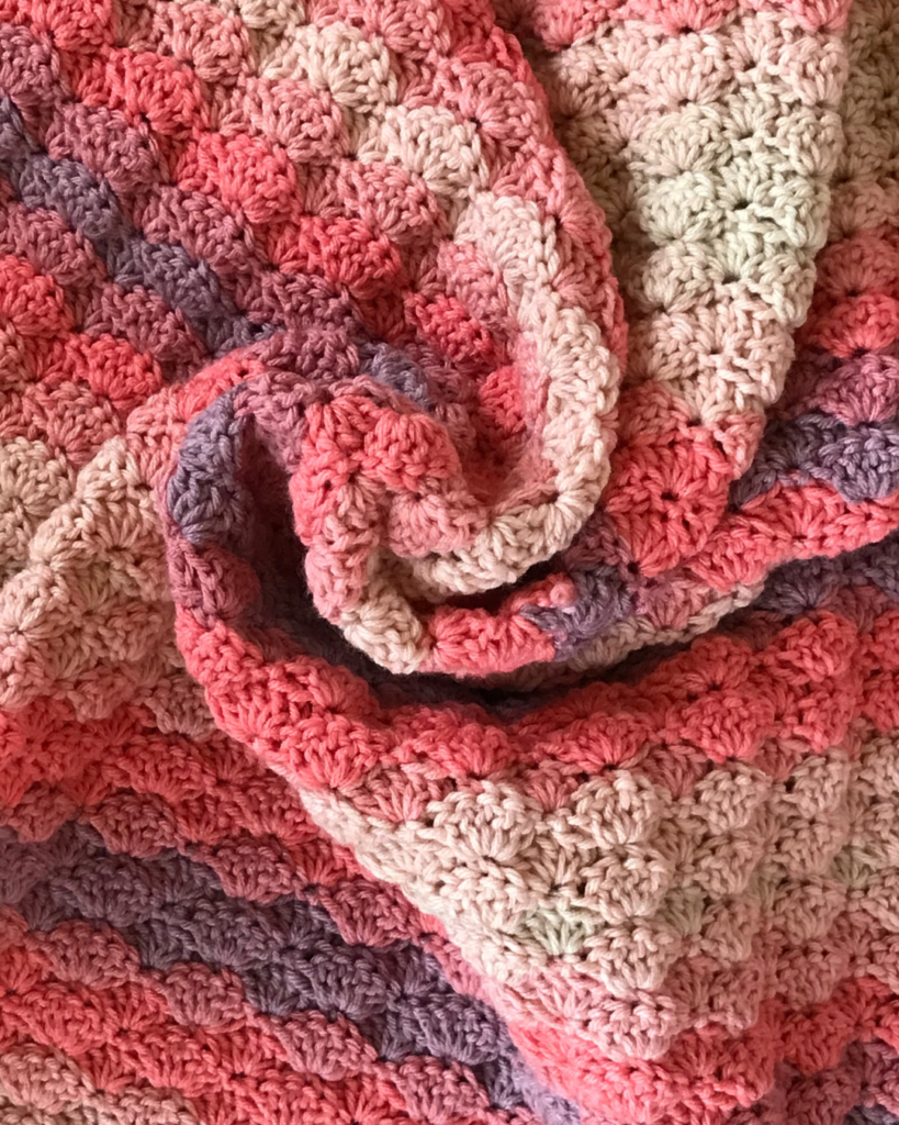 crochet caron cake yarn shell stitch baby blanket