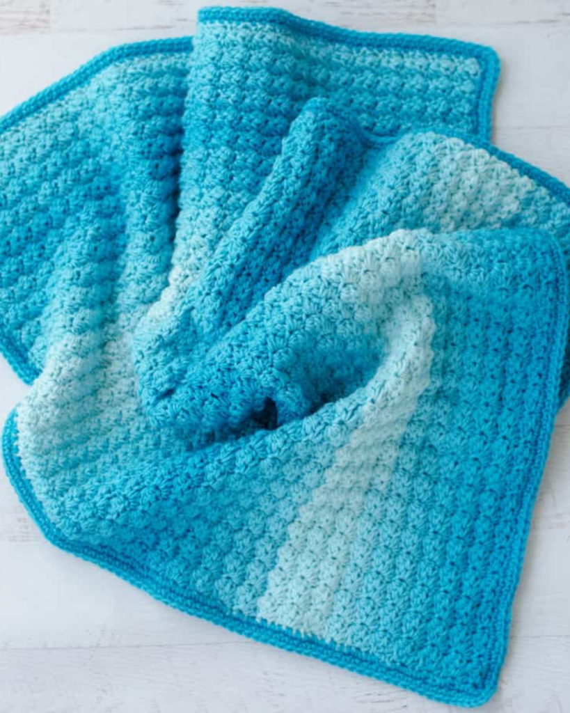 crochet blue sedge stitch baby blanket