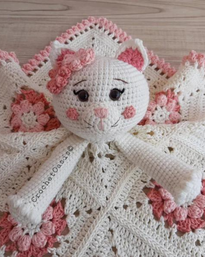 crochet cat granny square lovey