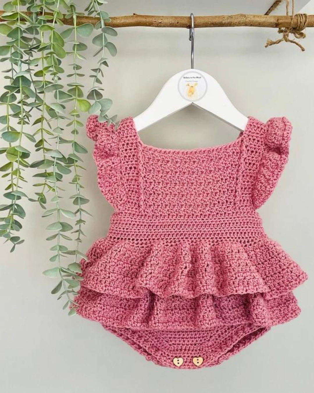 crochet pink baby onesie dress