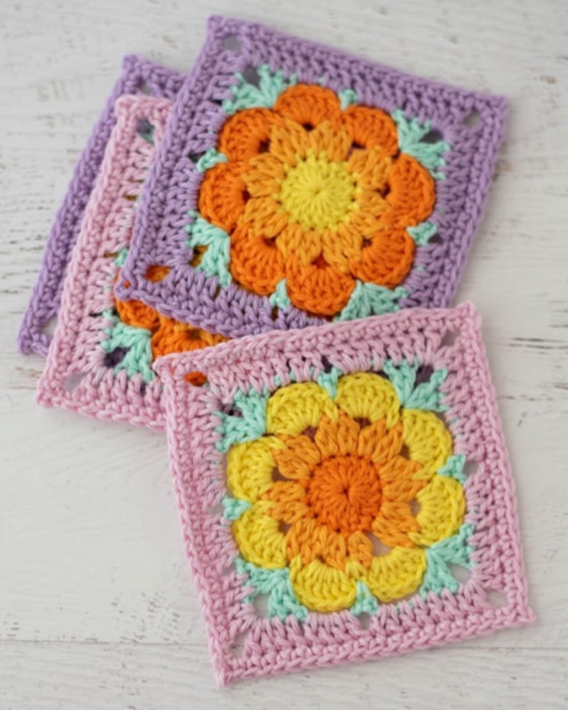 multicolor crochet flower granny square