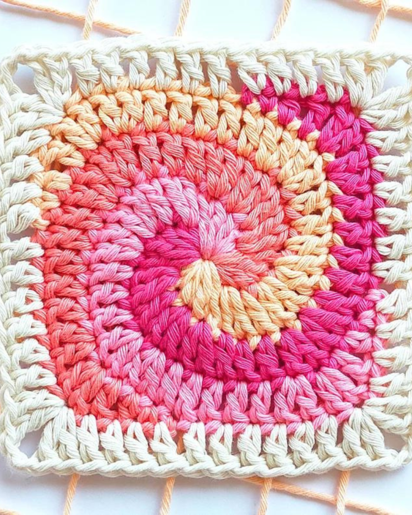 multicolor swirl crochet granny square
