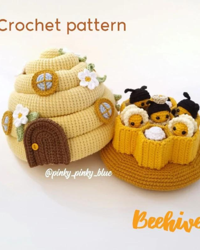 crochet amigurumi bee hive