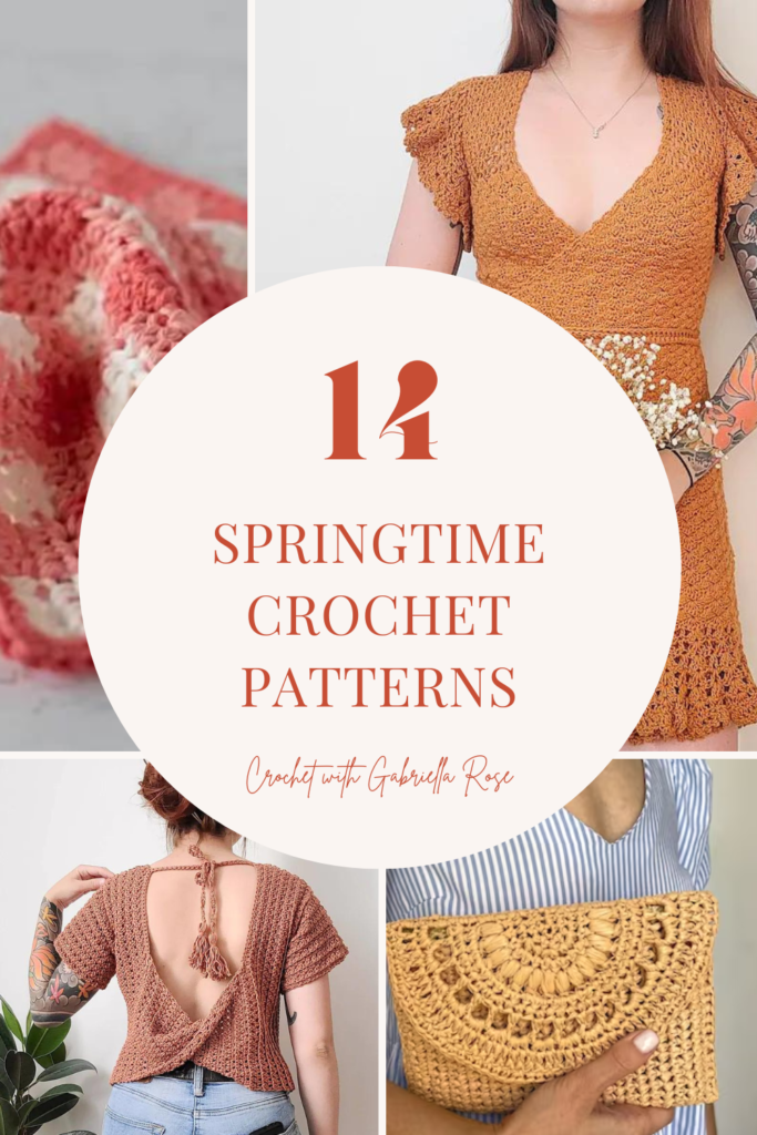 collage of spring crochet patterns