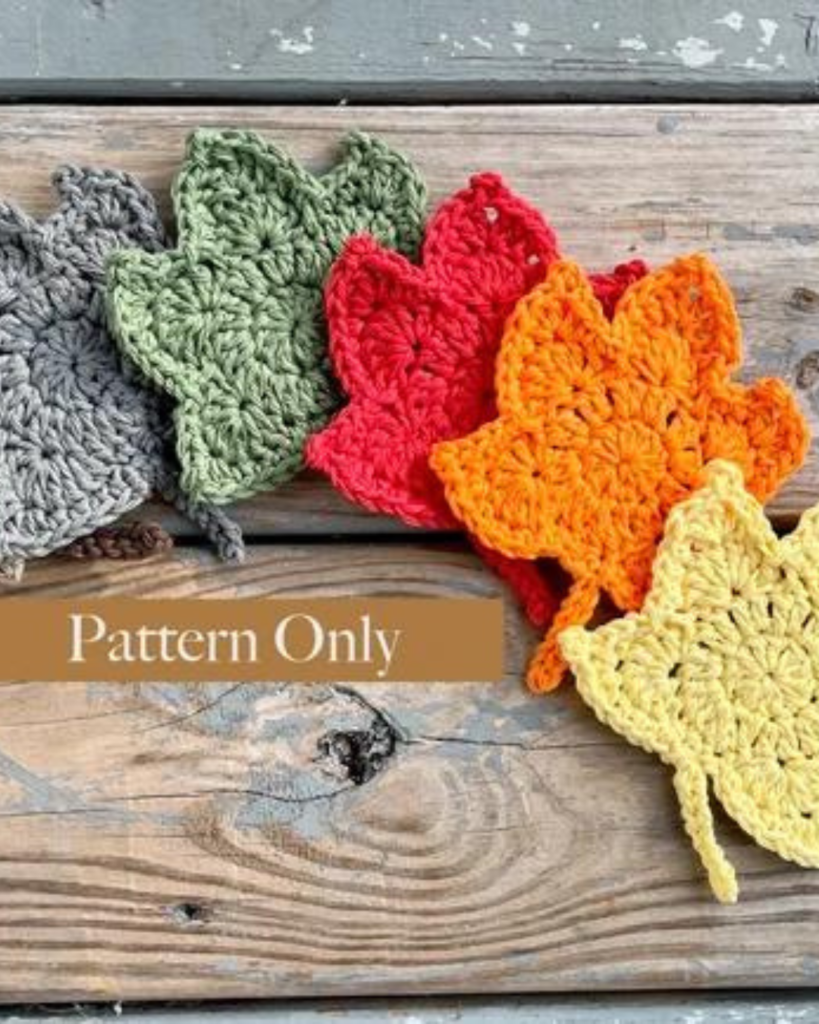 multiple crochet fall leaf coasters