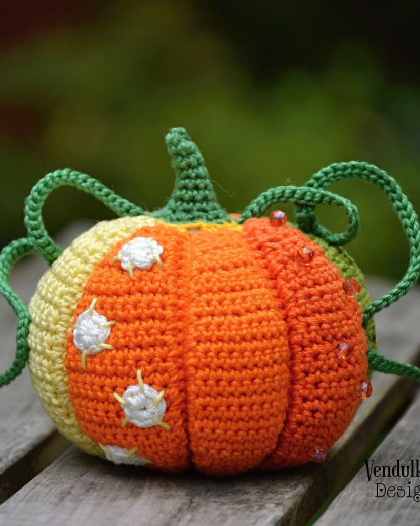 multi-color crochet pumpkin amigurumi
