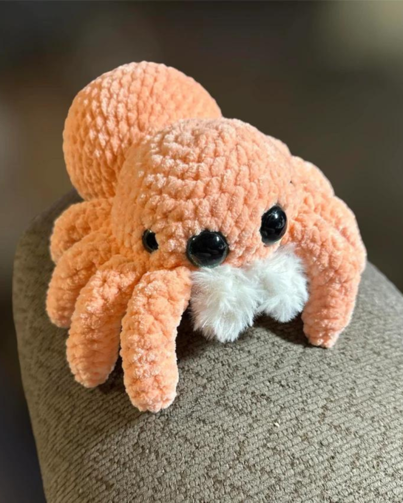 pastel orange crochet spider