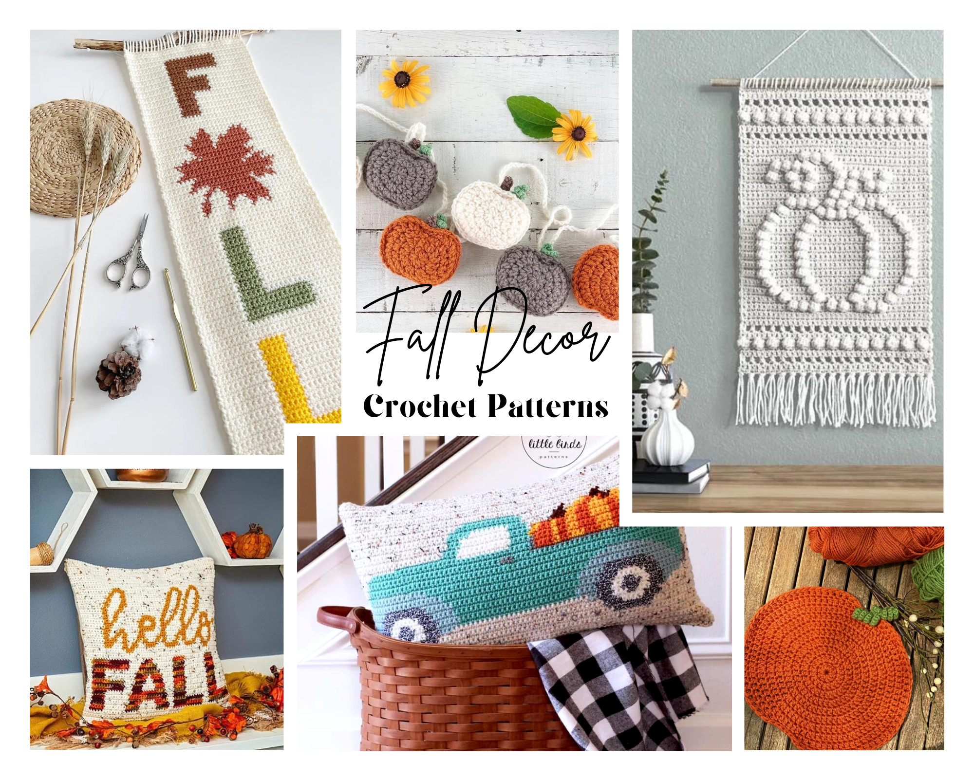 crochet fall decor collage