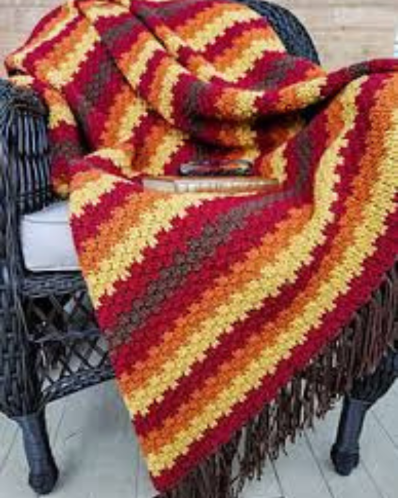 crochet striped blanket