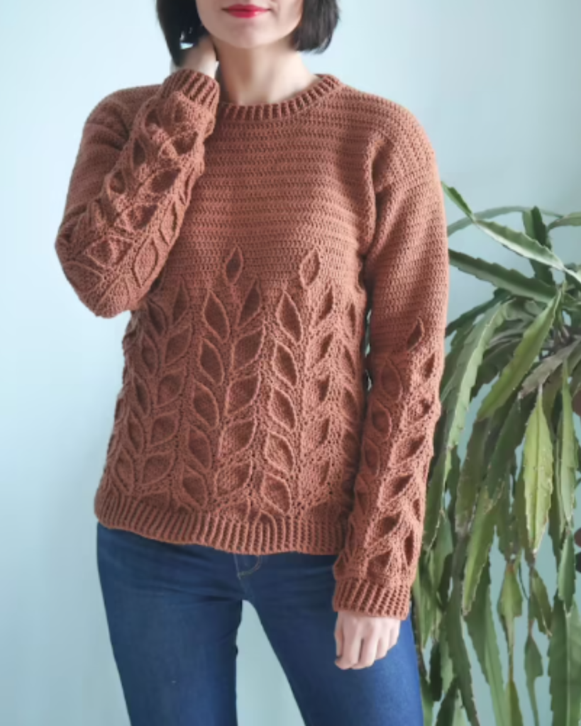 ornate crochet leaf sweater