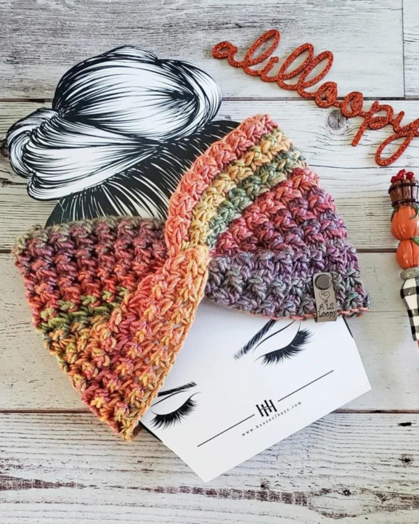 multicolor crochet ear warmer