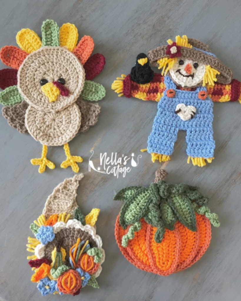 four applique crochet thanksgiving patterns