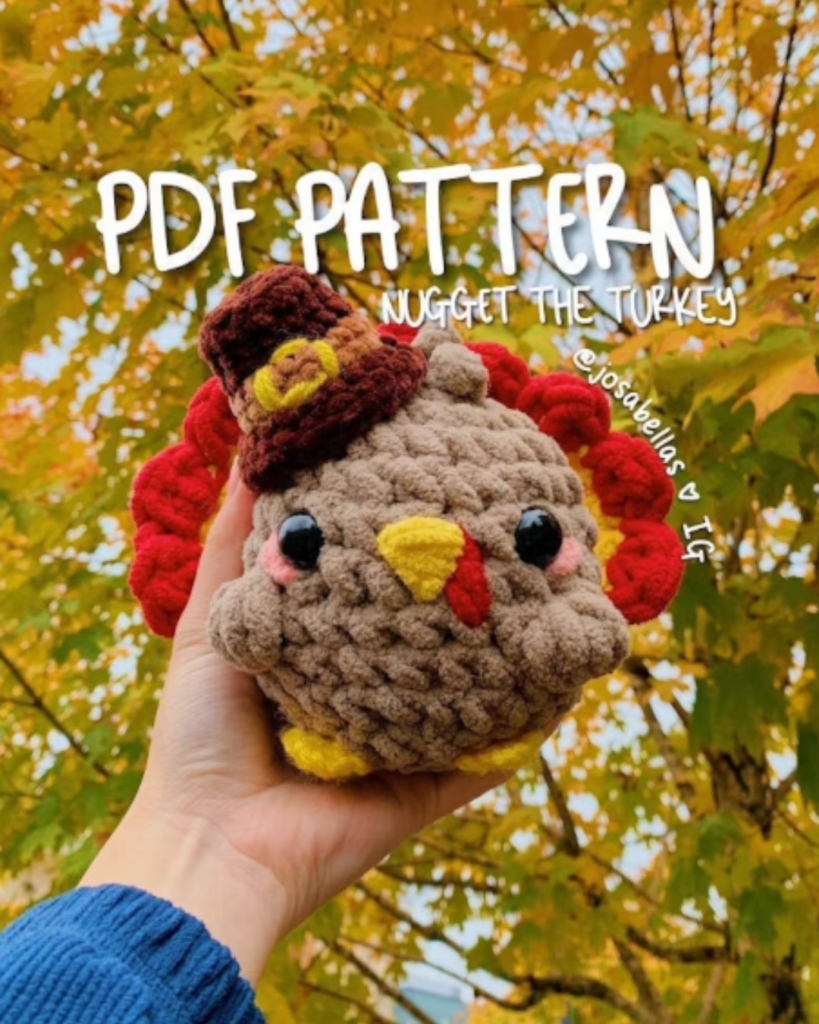 crochet chunky yarn thanksgiving turkey with pilgrim hat