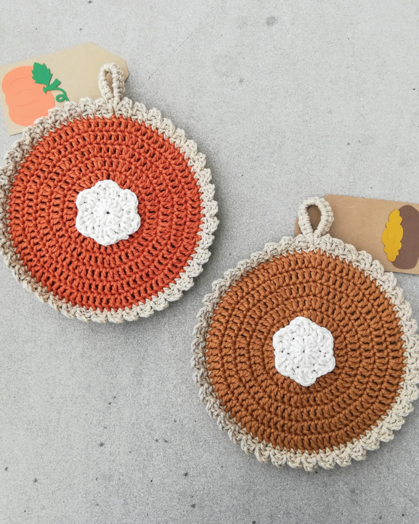 two pie potholder crochet thanksgiving patterns