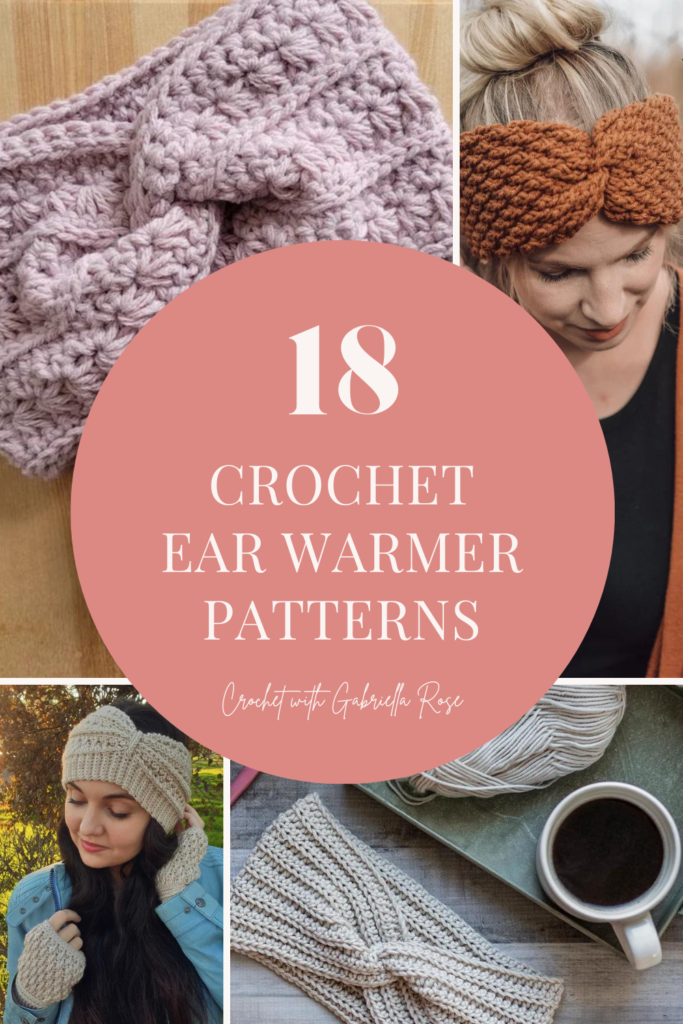 collage of crochet ear warmers