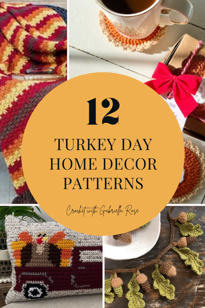 collage of crochet thanksgiving patterns