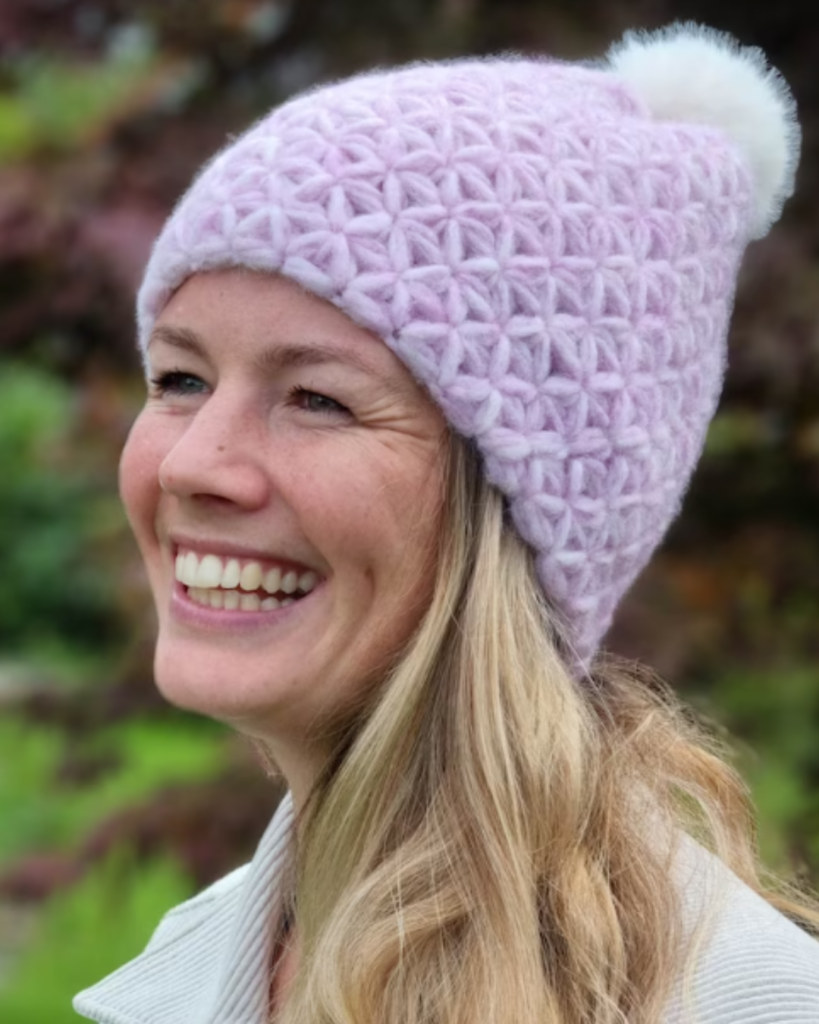 purple star stitch hat