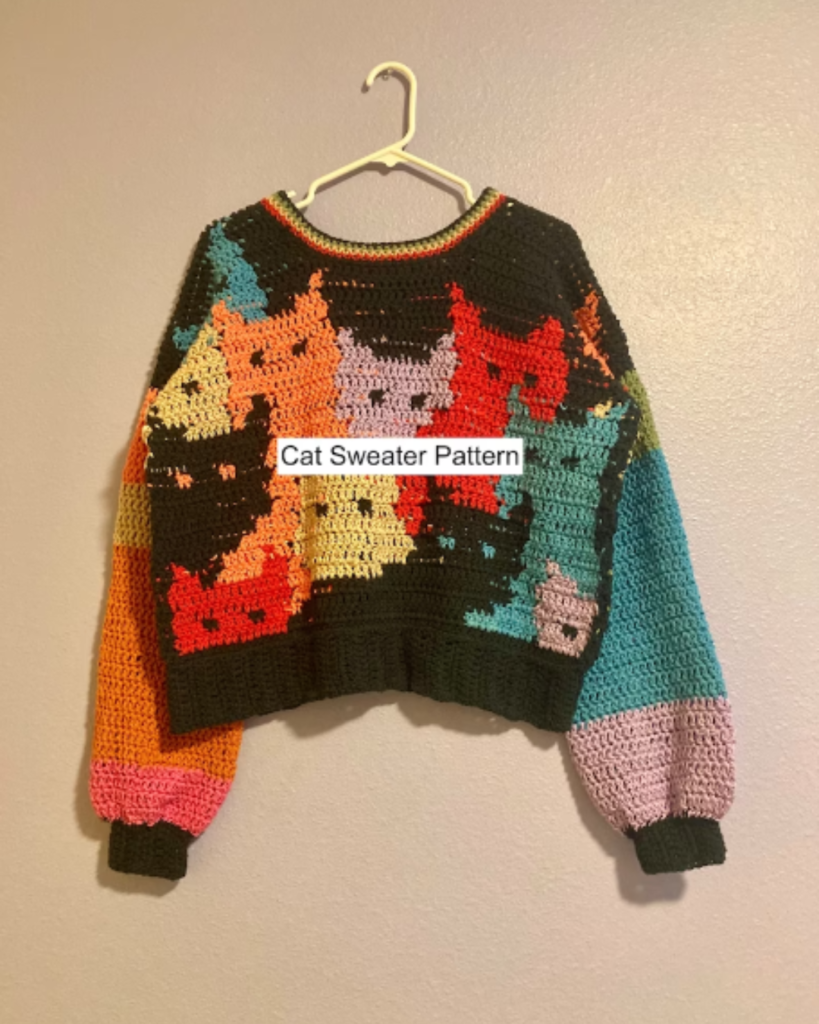 tapestry crochet cat sweater