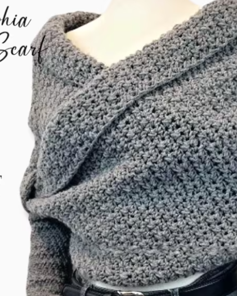 grey crochet wrap around sweater