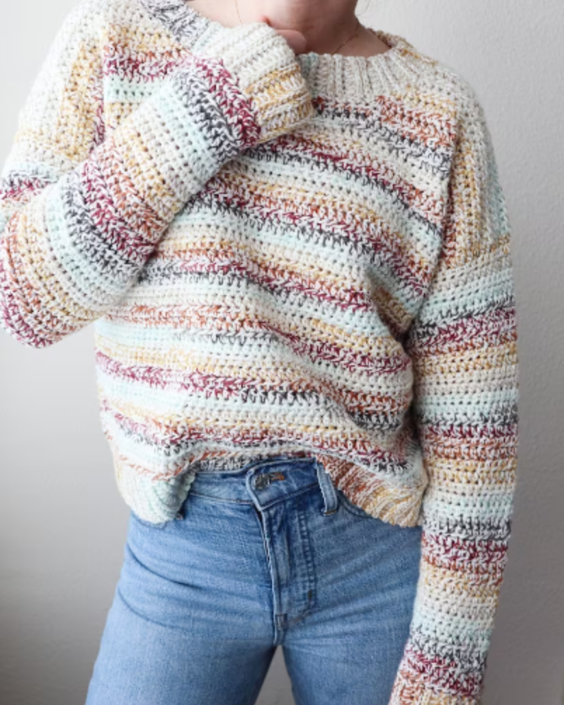 multicolor stripe crochet sweater