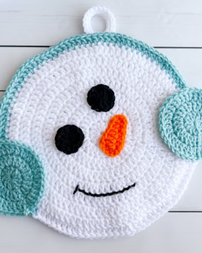 crochet snowman potholder