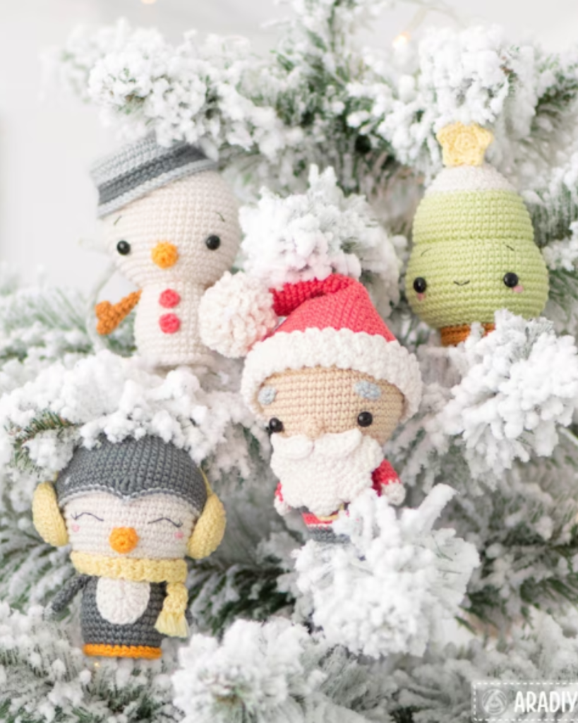 various crochet christmas amigurumi ornaments