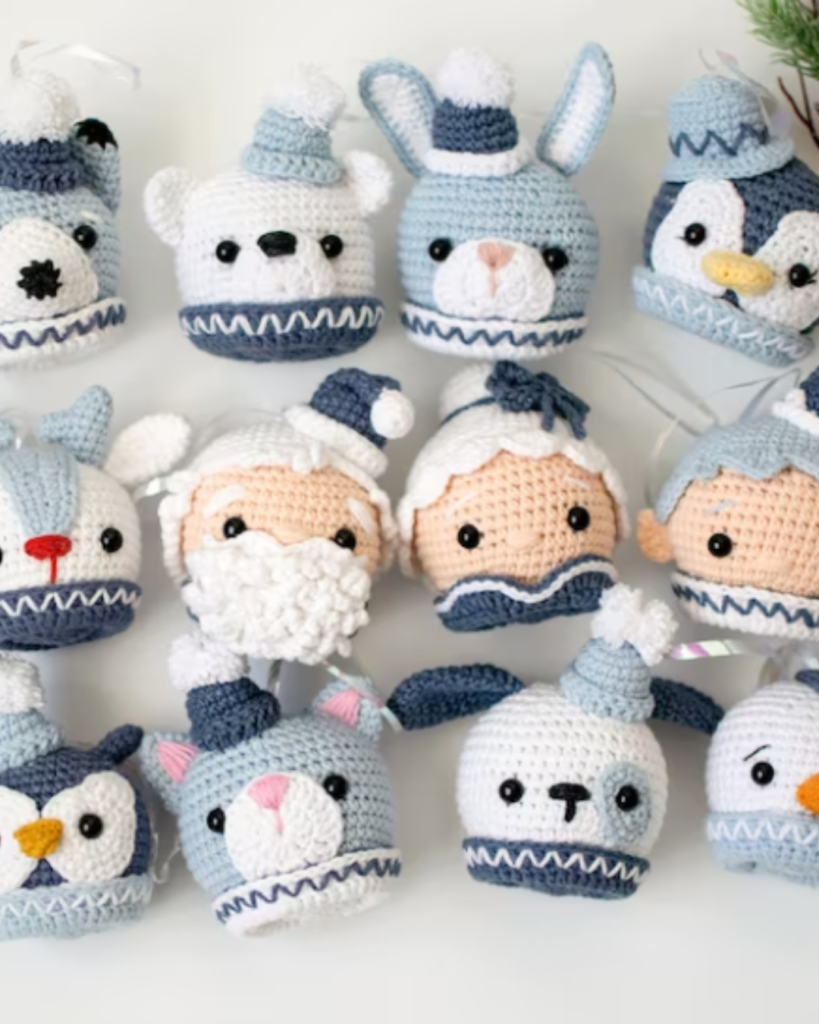 various crochet christmas amigurumi ornaments