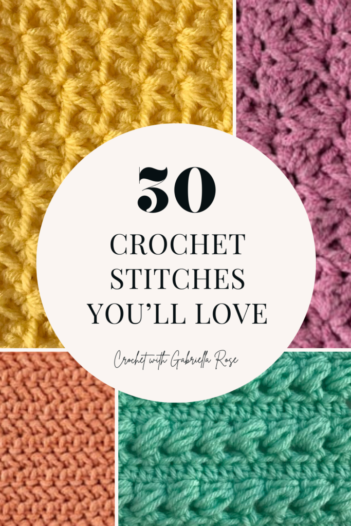 collage of crochet stitches