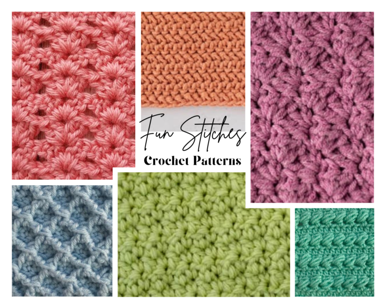 collage of crochet stitches