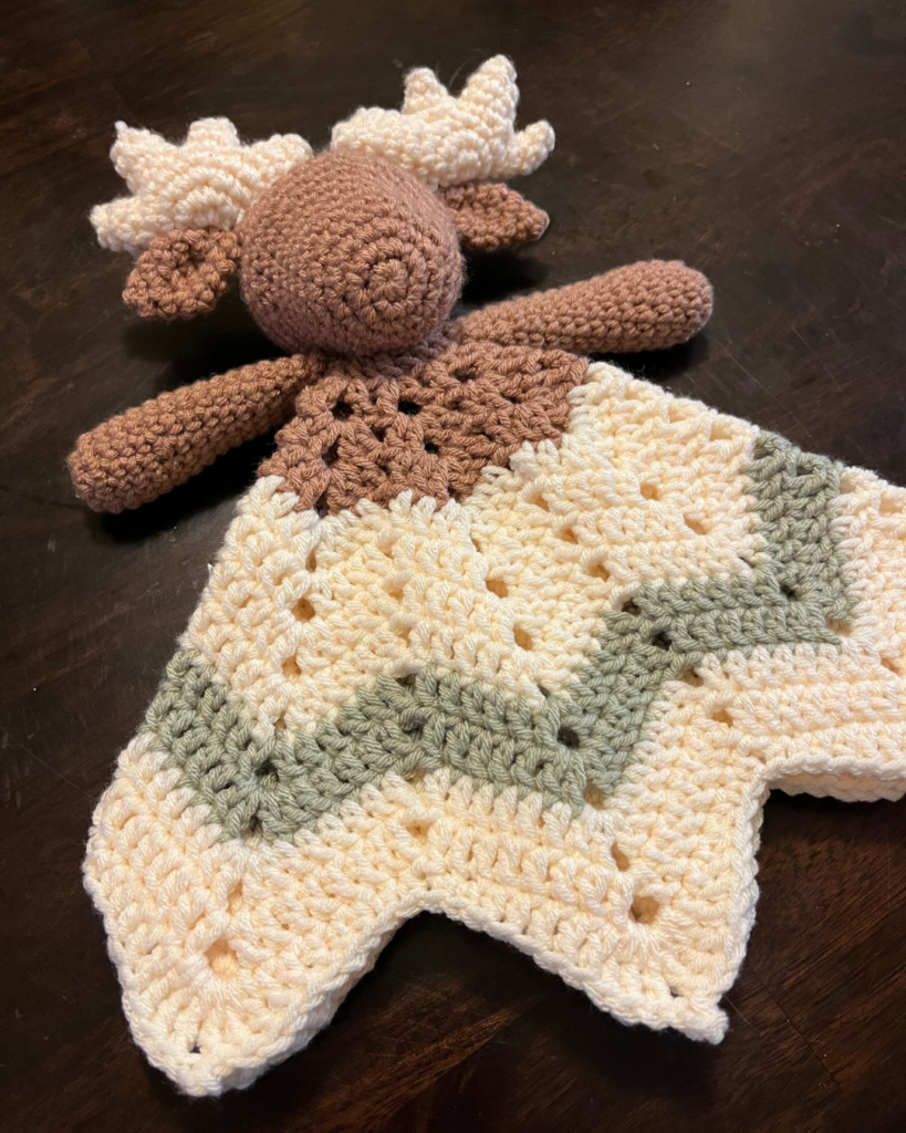 crochet moose baby lovey