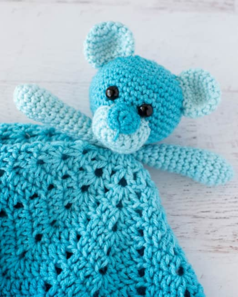 crochet blue bear lovey