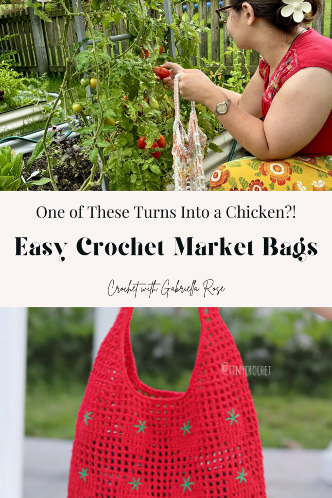 collage of easy crochet market tote bags