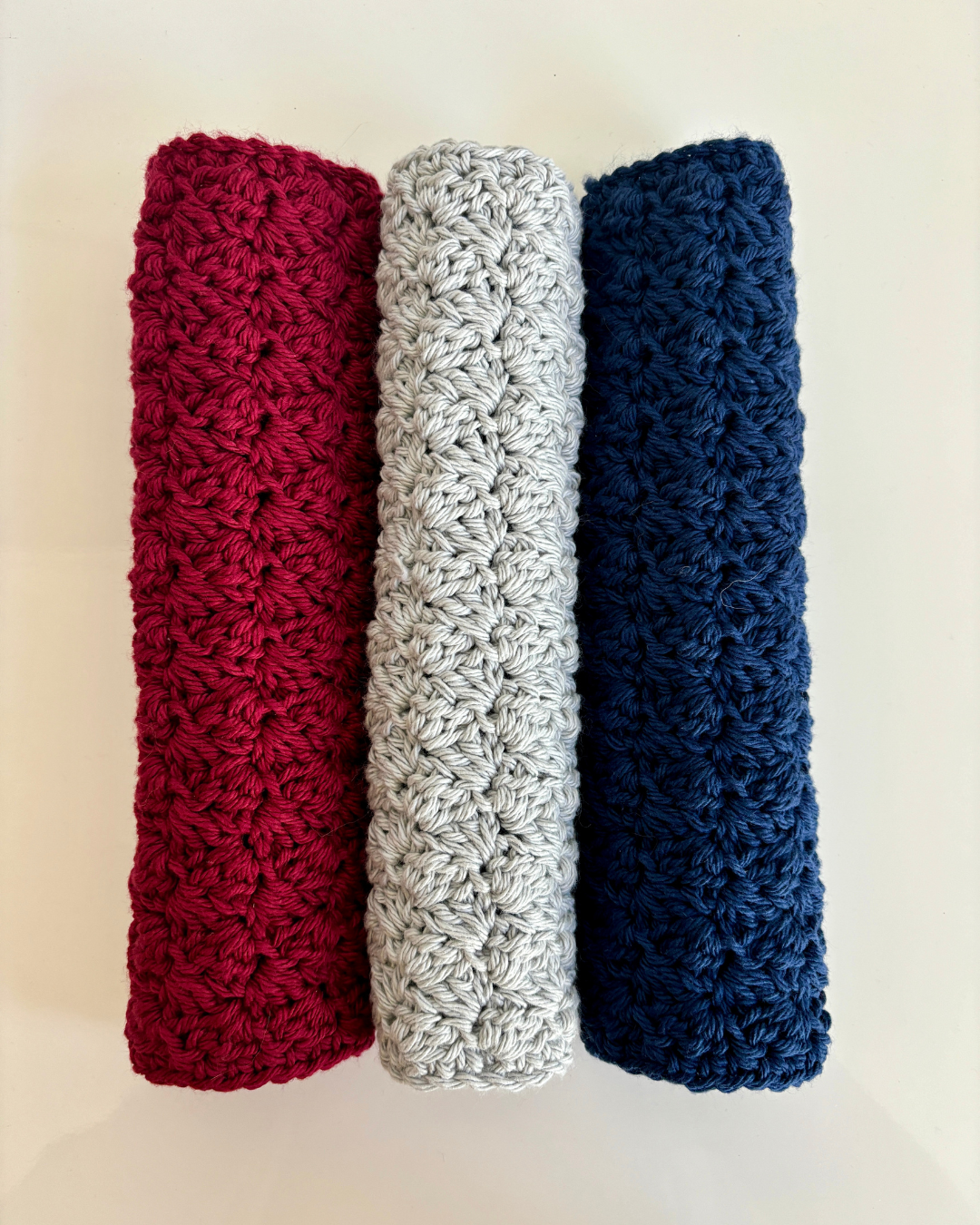 handmade cotton crochet washcloth for kitchen use